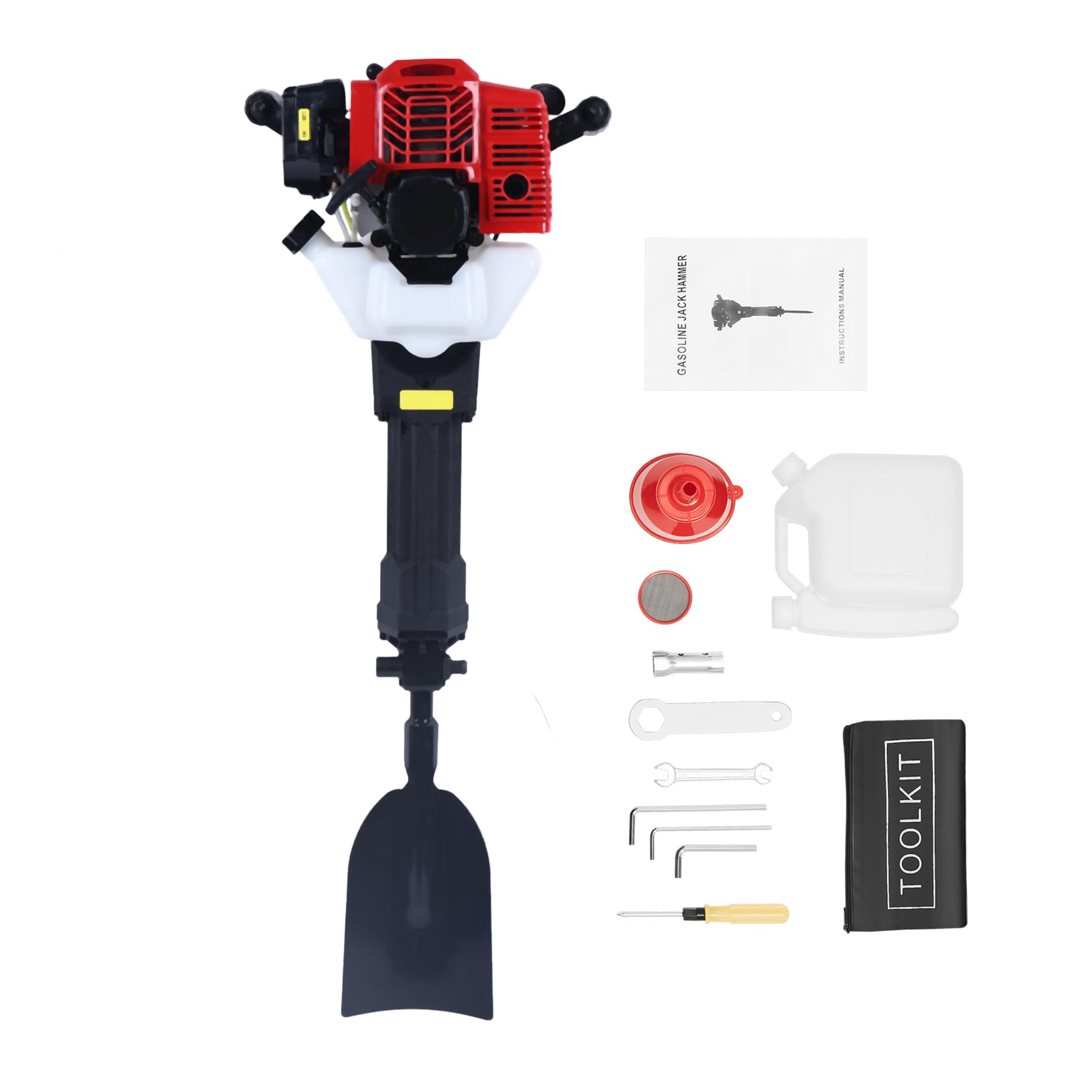 Excavadora de 52 cc de 2 tiempos, gasolina, jardín, árbol, 1900 W, para jardín o granja, color rojo