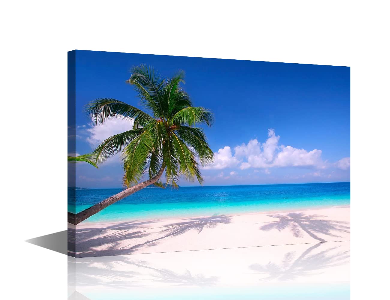 TISHIRON Wall Art for Living Room Holidays Seaside Coconut Tree Reflection Landscape for Bedroom Home Decor Beach Artwork for Home Walls Framed Ready to Hang 8x12inch