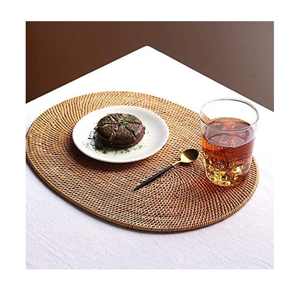 Juego de Salvamanteles Manteles Individuales Oval Tejidos de Rota, Manteles Trenzados Naturales, Manteles Individuales de Mimbre de Ratán para Mesa de Comedor Café (Size : 6 Pack)