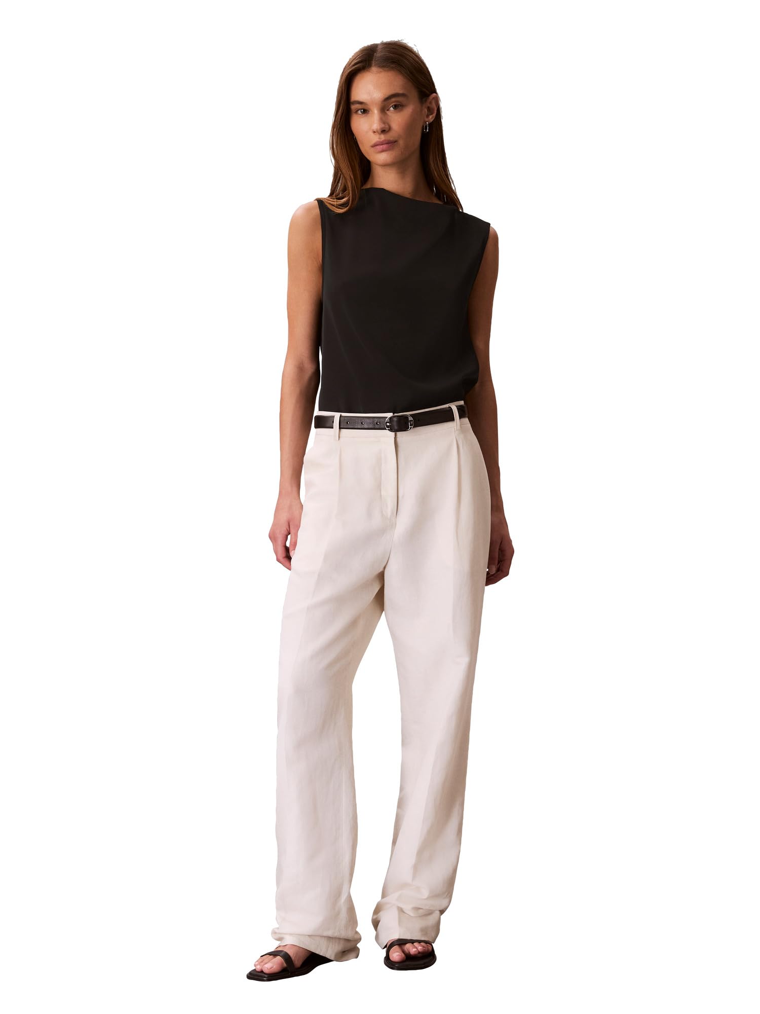 Calvin Klein Womens Satin High Neck Tank Top