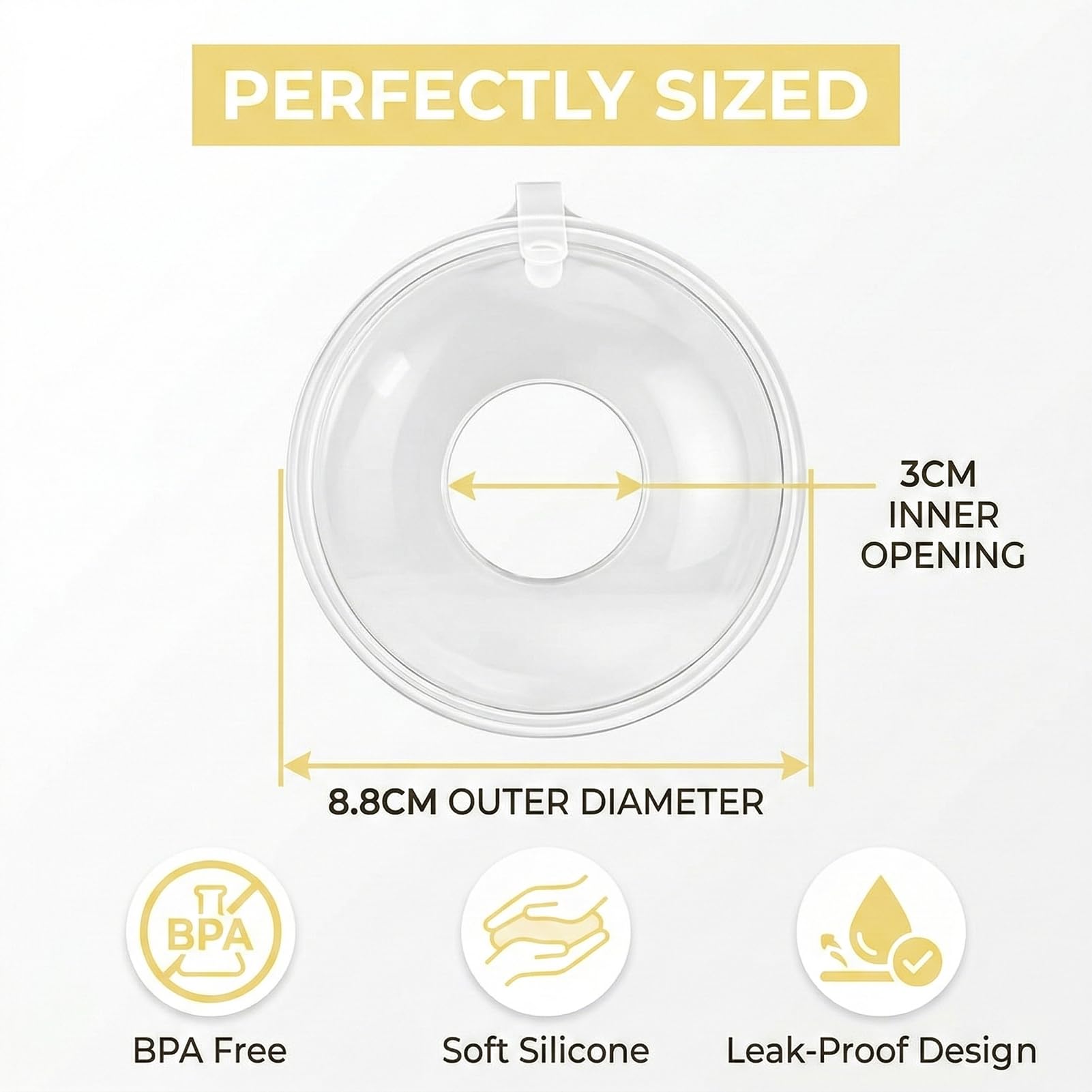Coque Allaitement, 2 Pièces Incluses, Recueil Lait Maternel Efficace, Coquille Allaitement Réutilisable en Silicone Alimentaire, Protection Mamelons Sensibles, Collecte Discrète