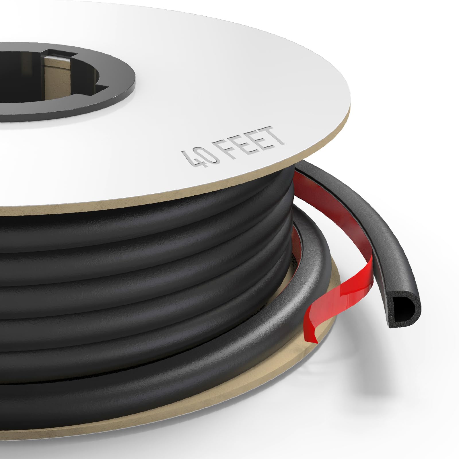 40 Feet Weather Stripping Door Seal, Universal D-Shaped Automotive Weather Stripping,Self Adhesive Rubber Door Seal Strip for Window,Door,Car,Trunk, Engine Cover, Seals Large Gap