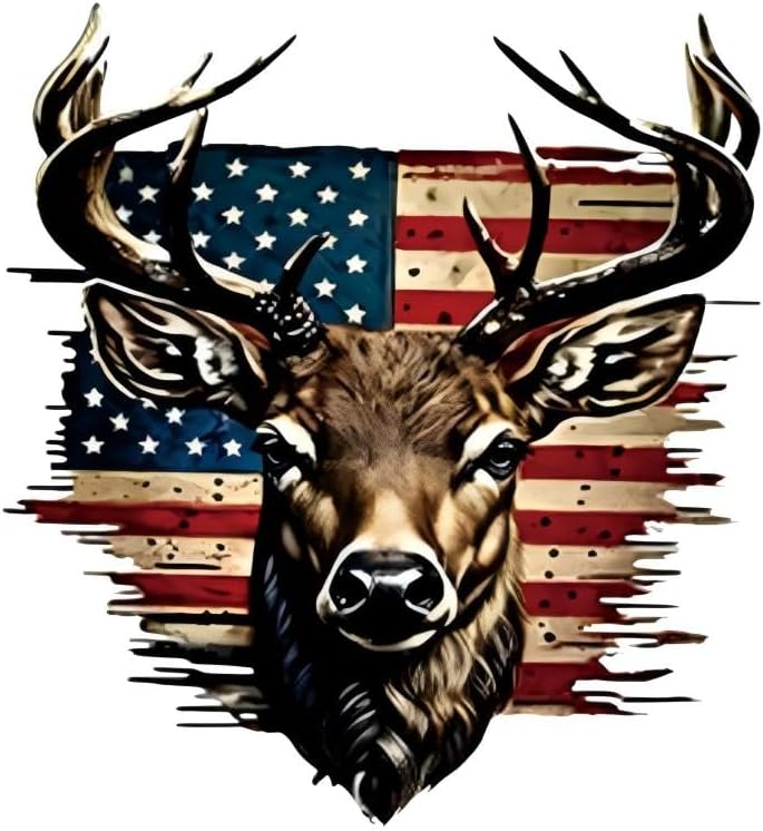 Generic 2 Pcs American Flag Buck Deer Sticker, Vinyl Decal Sticker for Car, Truck, Computer, Wall, Any Clean Smooth Surface