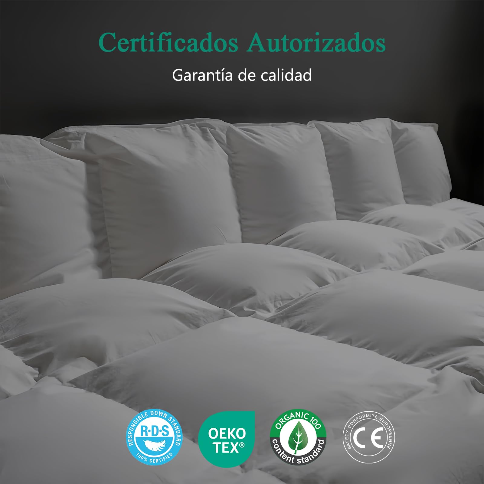 APSMILE Edredón Plumas y Plumón, Relleno Nórdico Invierno, 155x220cm | 100% Algodón Egipcio, Cama 90, Extra cálido 600gr/m², Esponjoso y Lujoso, Lavable, Oeko-Tex y DOWNPASS, Apto para alérgicos