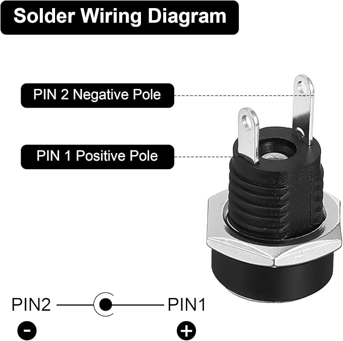 Conector de montaje en panel de 10 piezas DC 5.5mm x 2.1mm miniatura 3