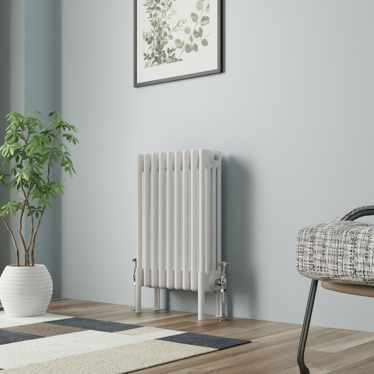 Nrg White Traditional Cast Iron Radiator Four Column 600X425mm Gloss Interior Designer Bathroom Radiators