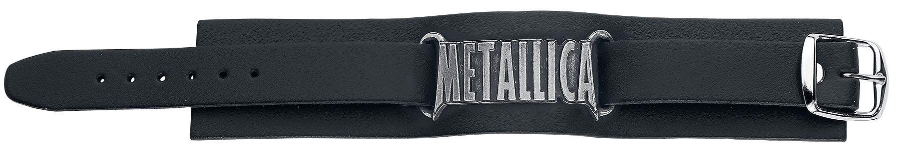 Metallica Logo Lederarmband schwarz