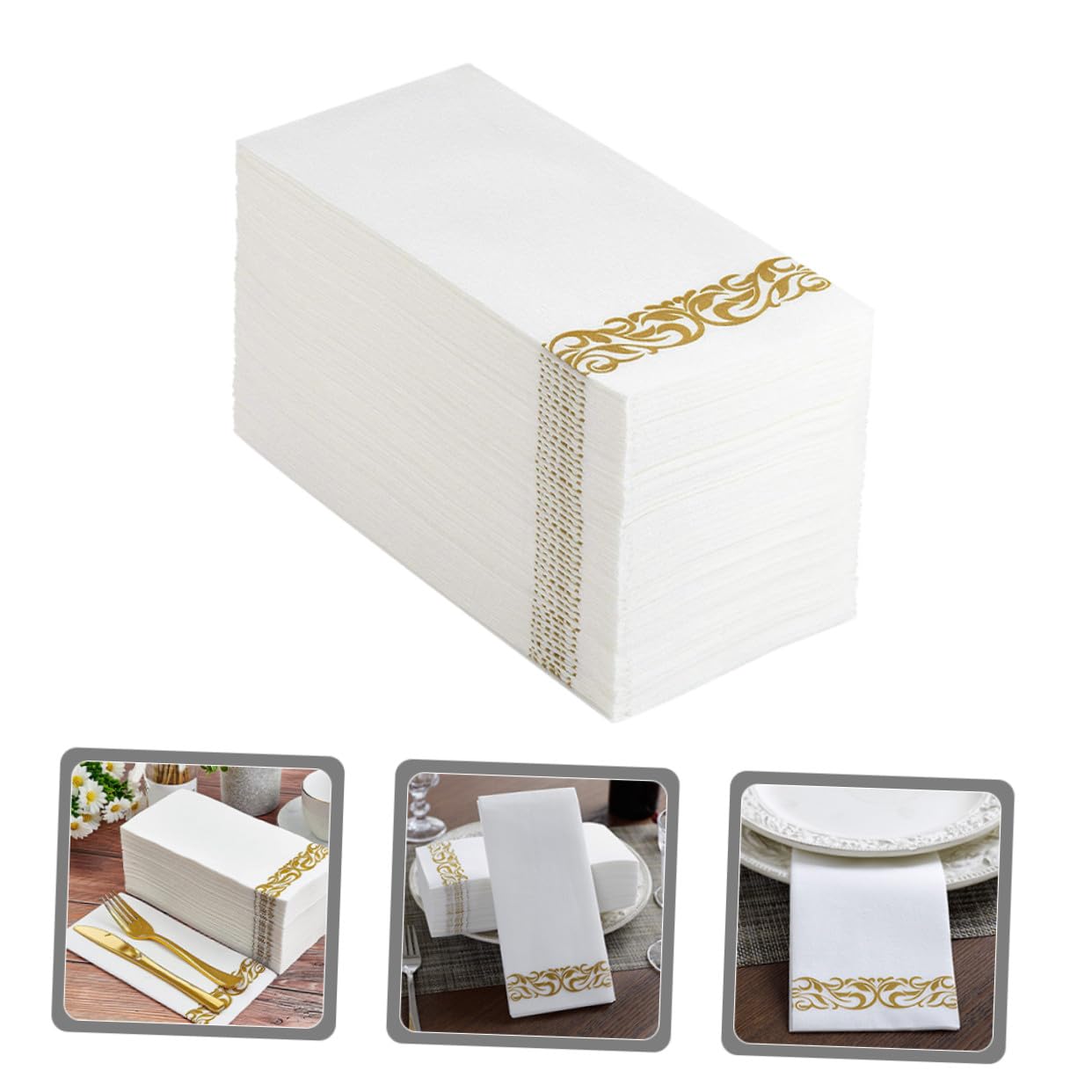 100piezas Servilletas de Papel Motivos Dorados Servilletas para Cena Fiestas de Cumpleaños y Despedidas de Soltera Unidades