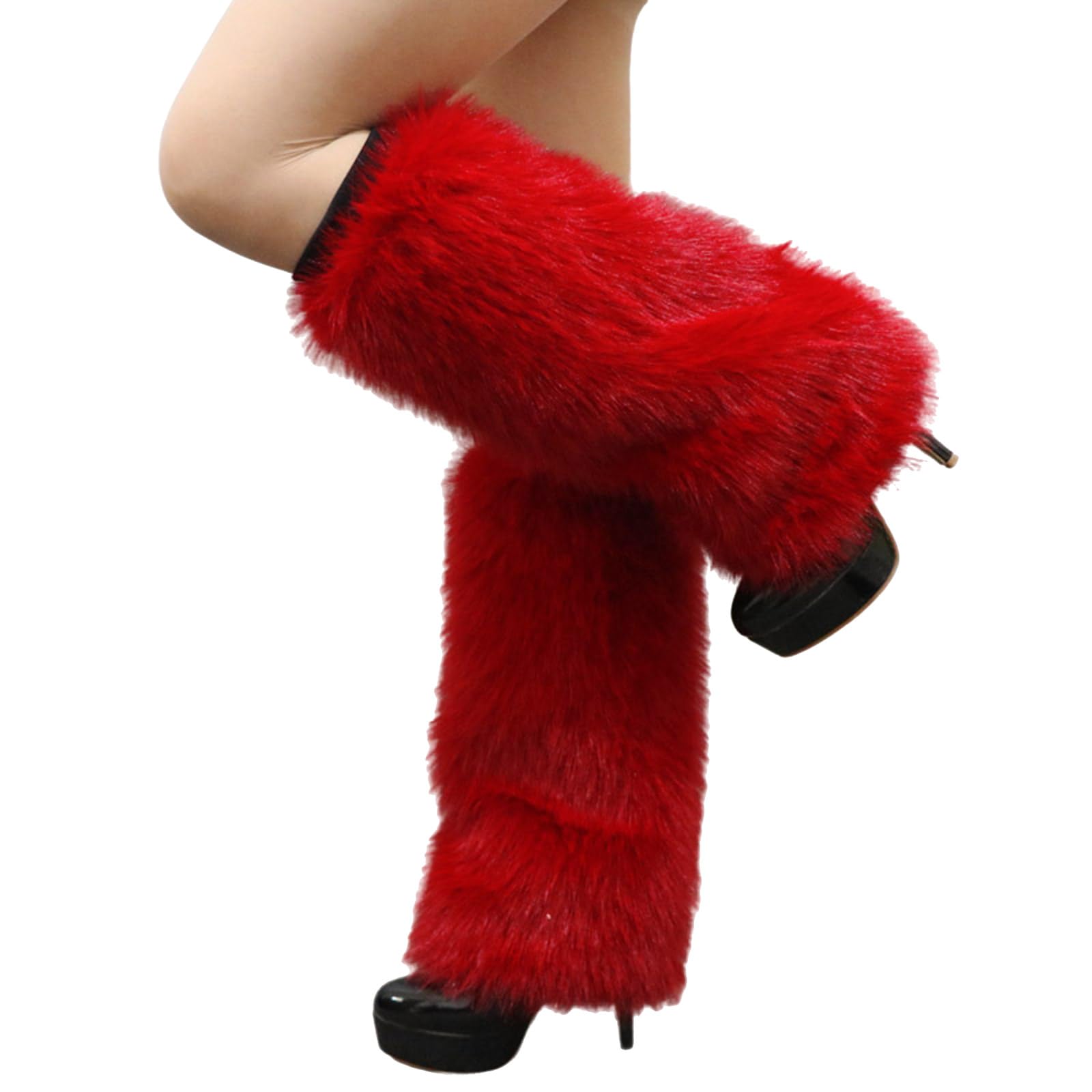 Maxtonser Plush Furry Leg Warmers for Women Cozy Winter Boot Toppers Cuffs Thermal Warm Fuzzy Foot Covers Footless Socks Gaiters