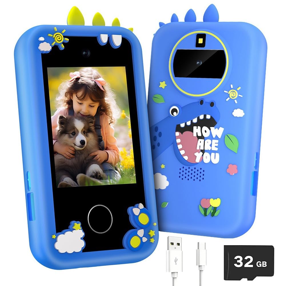 Smartphone Educativo per Bambini con Touchscreen e Lettore Musicale MP3, Doppia Fotocamera per Selfie, Inclusa Scheda da 32GB, Imparare Giocando.