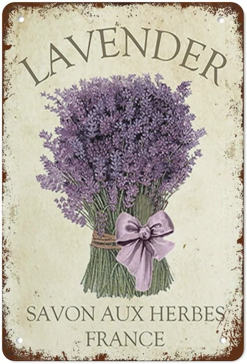 Sitrmgh Women's Signage Style 923 Metal Tin Sign Vintage French Lavender Wall Decor Retro Posters Hanging Plaque Home Bar Pub Cafe Farm House Nursery Living Room Cave Gift For Men 8X12 Inch