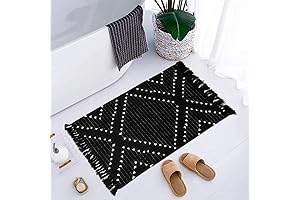 LIVEBOX 2x3 ft Black Boho Bathroom Rug