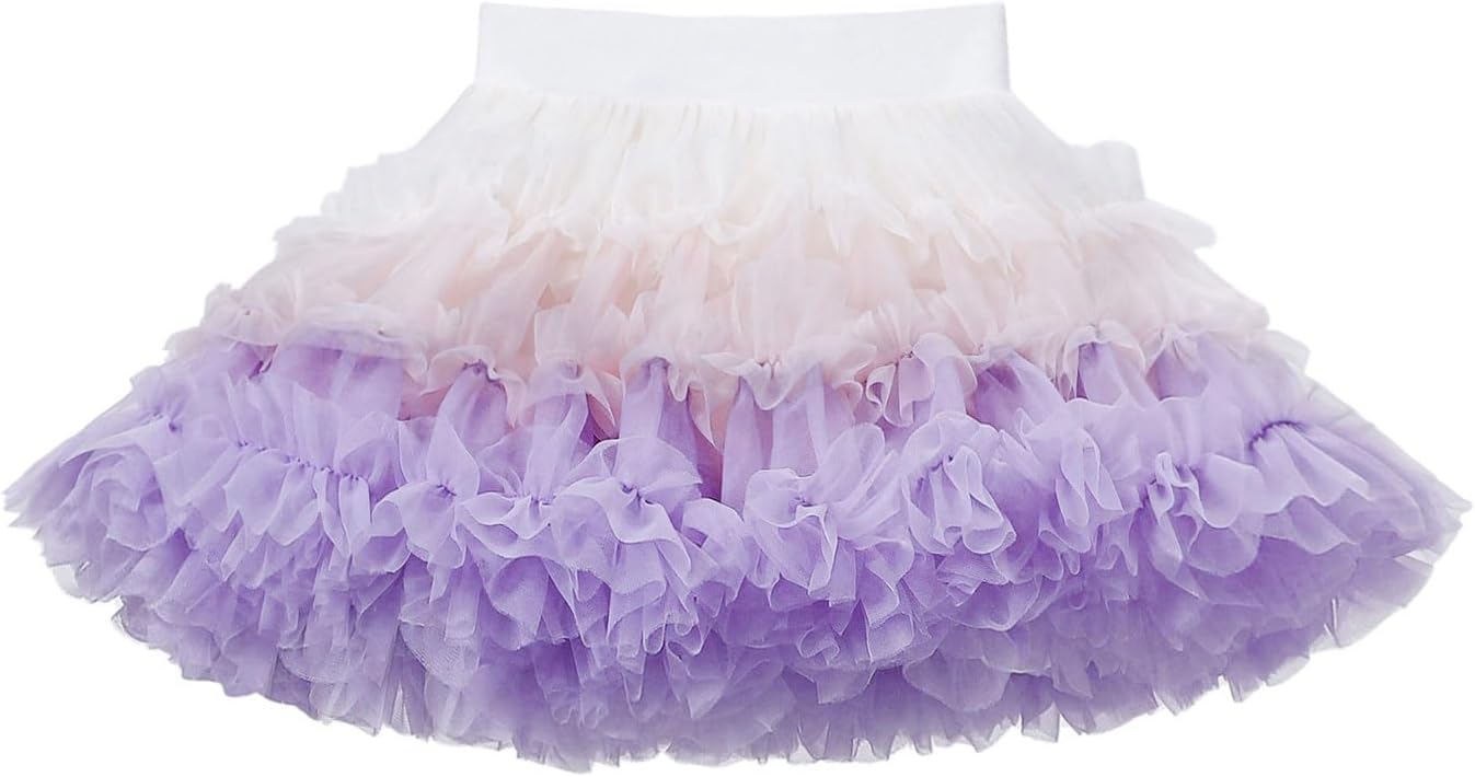 Tutu Skirts for Toddler Girls, Gradient Tiered Skirt Color-Block Fluffy Soft Tulle Skirt Daily Outfit Tutu Dress 1T-5T