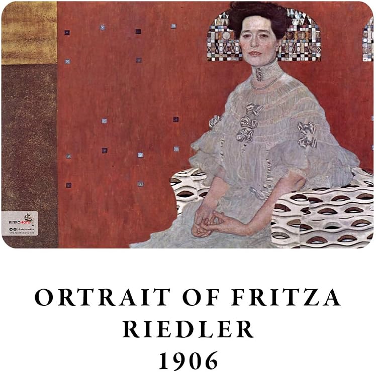 Retronote Portraits and Landscapes Series - A5, Gustav Klimt 4'lü Defter Seti II, Çizgisiz, Toplam 256 Sayfa, Her biri 64 Sayfa, Tel Dikiş, Esnek Kapak, Oval Kenar, Tuval Doku, 60 gram, Sarı Krem Renk