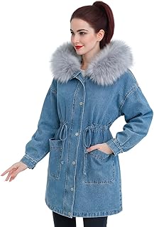 جاكت جينز مبطن فرو فخم رقة ودلال في قطعة واحدة خامة ممتازة وتدفية ملكية مناسب لوزن 85ك وان سايز