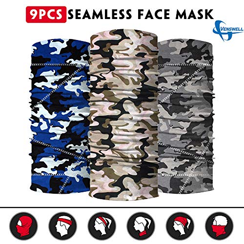 Image of Venswell Neck Gaiter Face Mask Men Women,Seamless Bandana Rave Face Cover Scarf Mask,Balaclava,Headband, Head Wrap,Headwear