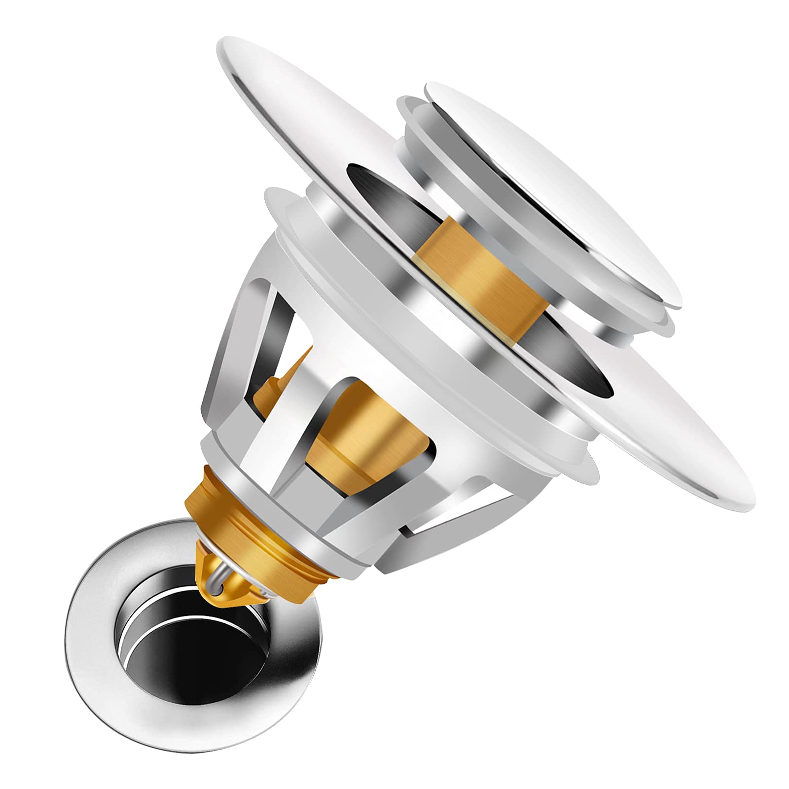 Buy Bathroom Sink Stopper, Stainless Steel Bounce Core Push Type Drain