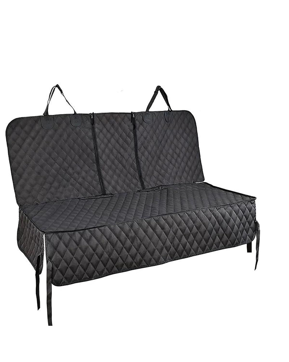 Silla Perro Coche Funda Impermeable Asiento Perro Cojín Asiento Coche Alfombrilla Trasera Coche Cojín Viaje Mascotas Cojín Perros Gatos Con Reposabrazos Medio Cama Perro Coche(Black Middle Zipper)