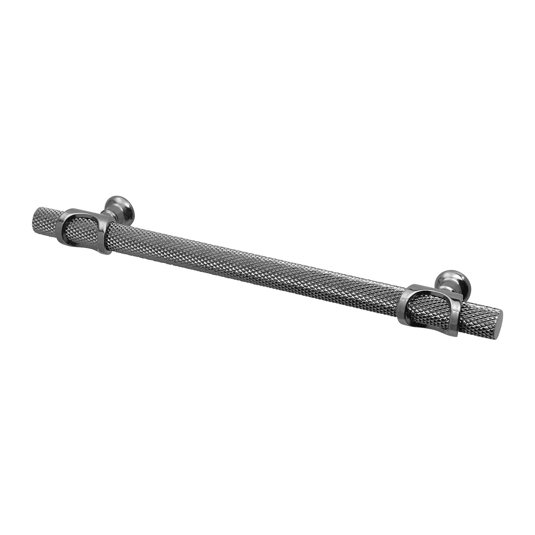 Decoranddecor Amelia - Knurled Cabinet Handles | Aluminium T-Bar Kitchen Cupboard Handles | Furniture Knobs | 160mm Hole Centre, Polished Nickel Black