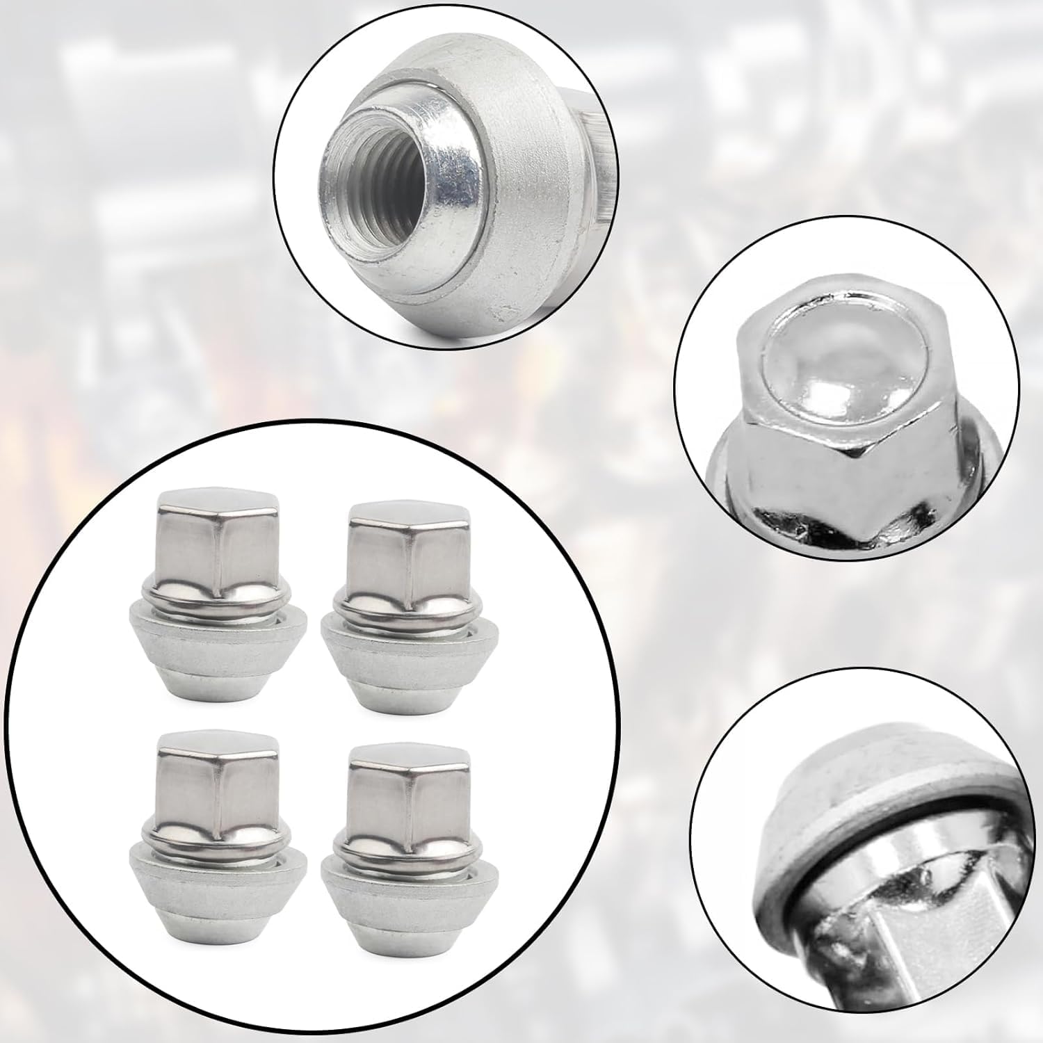 Raheem 1366029 Lot de 4 écrous de roue en alliage M12 x 1,5 mm en acier inoxydable pour Ford Fiesta Focus Mondeo Fusion C-Max Kuga Transit Connect Escort Puma Volvo C30 S40 V40 V50 C70 81EB1K024AB