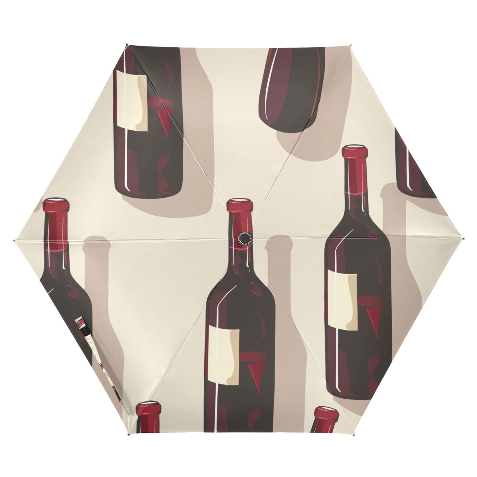 ALAZA Travel Compact Umbrella, Watercolor Glass Of Red Wine Grapes Seamless Automatic Open Rain Umbrella for Men and Women