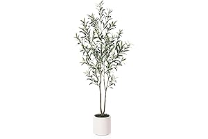 1 Pack Artificial Olive Trees, 5 ft Tall | Faux Olive Silk...