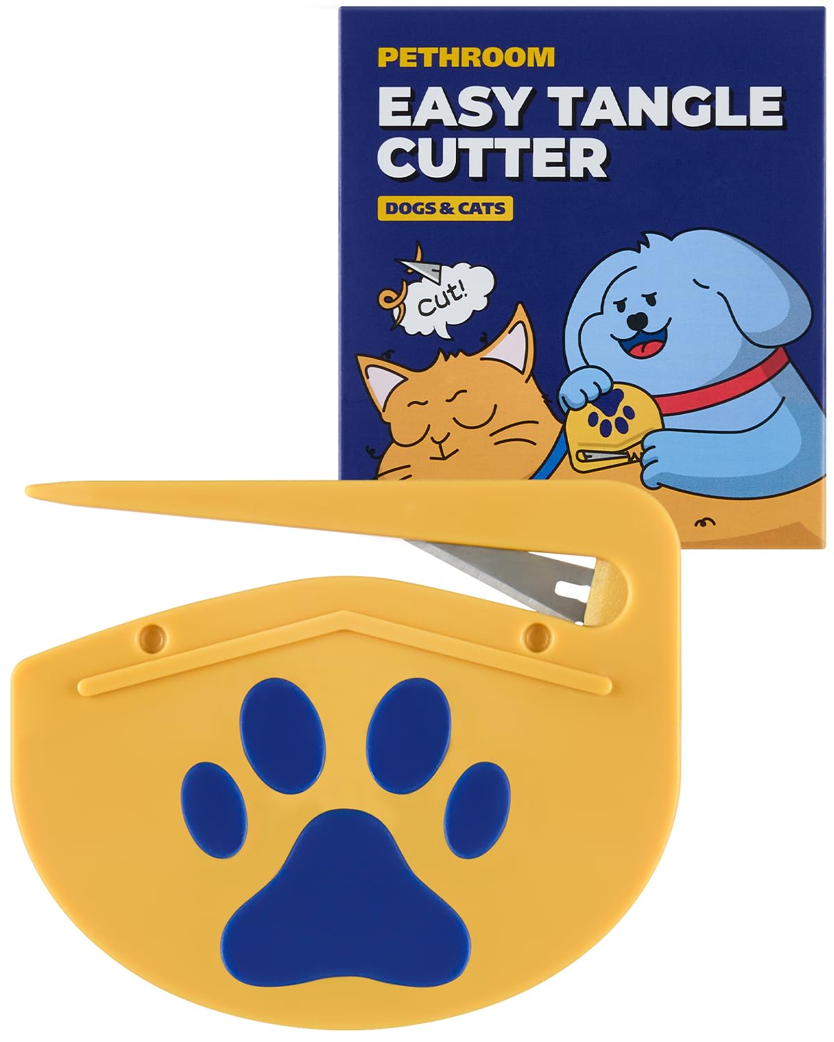 PETHROOM] Matt Splitter for Dogs & Cats | Professional Dematting Tool with Steel Blade | Easily Removes Knots, Mats & Tangles | Safe & Gentle Pet Grooming Comb for Long & Medium Coats