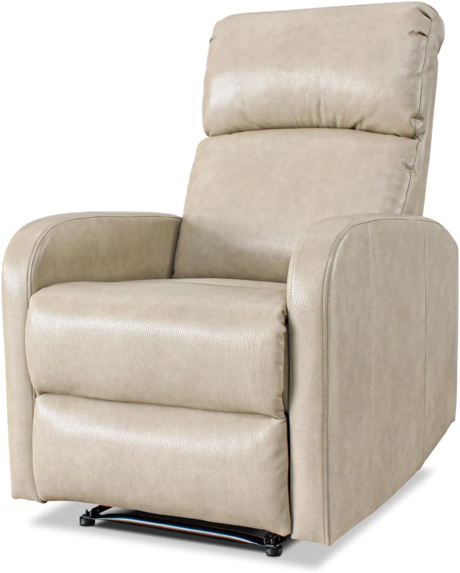 EVERGREENWEB - Poltrona Reclinabile Manualmente, Poggiapiedi e Poggiatesta, Sistema di Apertura Push, Compatta, 2 Posizioni Sdraiate e Posizione seduta. Poltrona relax manuale, Colore Beige - Era