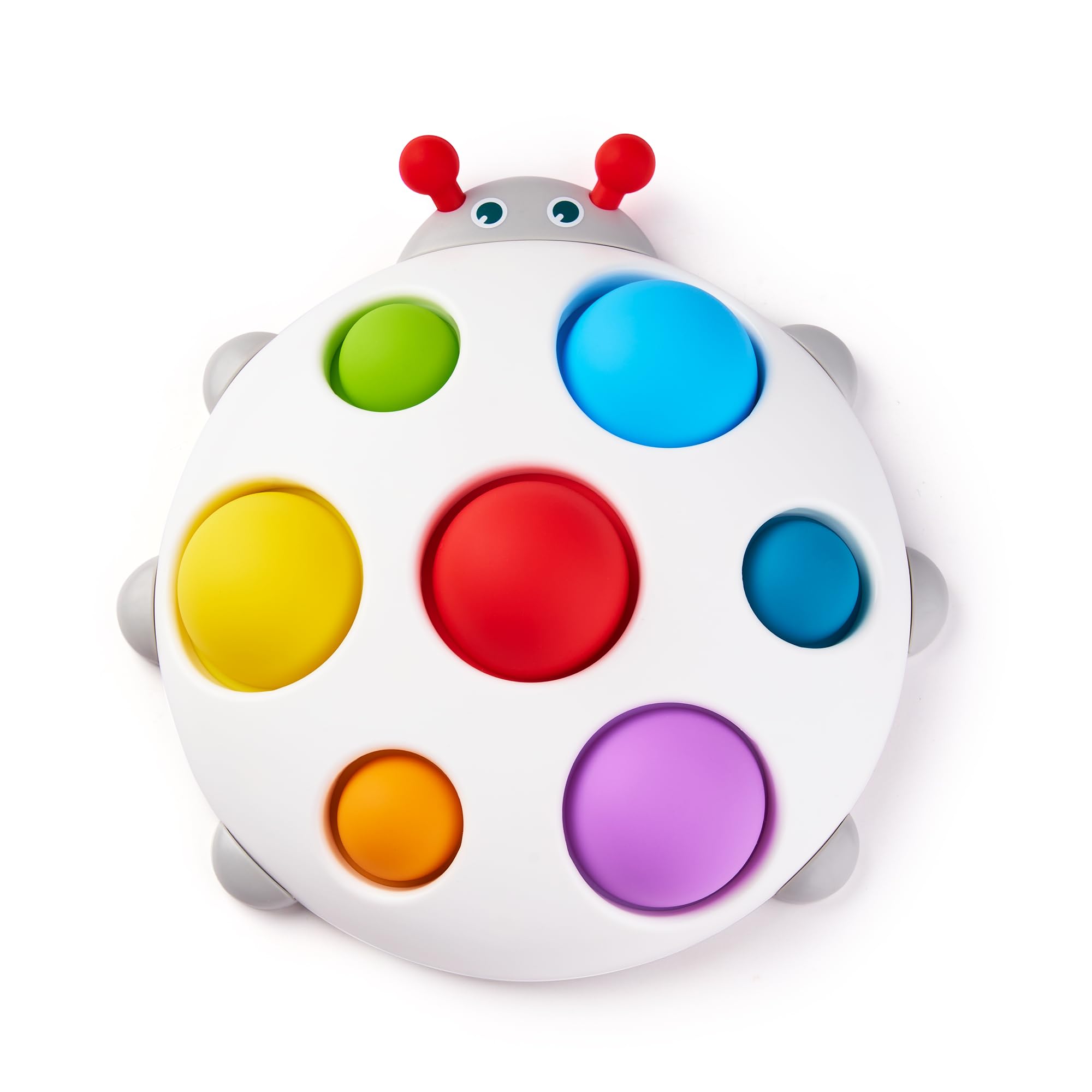 LiKee Fidget Popper Sensory Baby Toys for 10+ Months, Push and Popping Busy Board, Montessori Toys for 1+ Years Old, Airplane Car Travel Toy for Toddlers 1-3 Stress Relief (Ladybug)