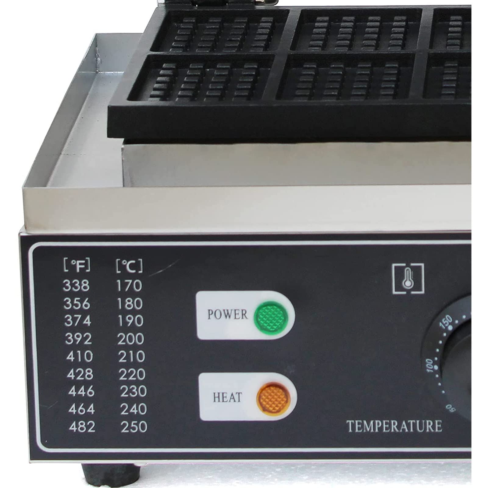 Kwadratowa komercyjna gofrownica ze stali nierdzewnej, 1500 W 10 szt. Elektryczna gofrownica z powłoką nieprzywierającą z kontrolą temperatury i czasu