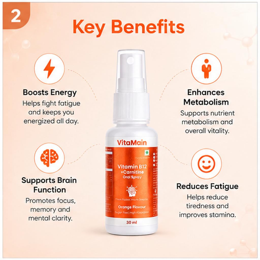 VitaMain Vitamin B12 Oral Spray with L-Carnitine