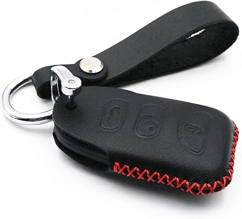 Funda de cuero inteligente con 4 botones para llavero Kia Sorento Forte Optima Rondo Hyundai Elantra Genesis Sonata (negro)