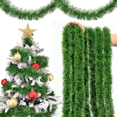 ROLLWAY Weihnachtsgirlande 10m Grün, Kunst Tannengirlande Künstlich...