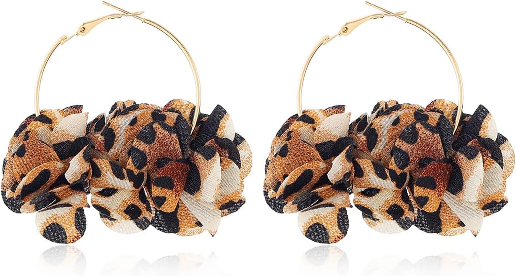 Colorful Flower Earrings White Floral Hoop Earrings Elegant Camellia Huggie Earring Jewelry for Women