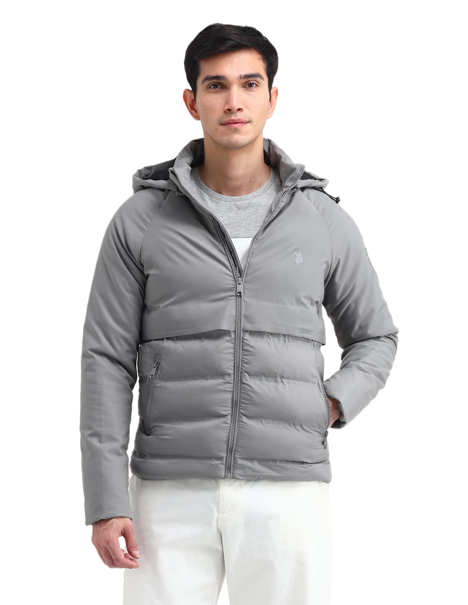 Solid Hooded Puffer Jacket-image-12