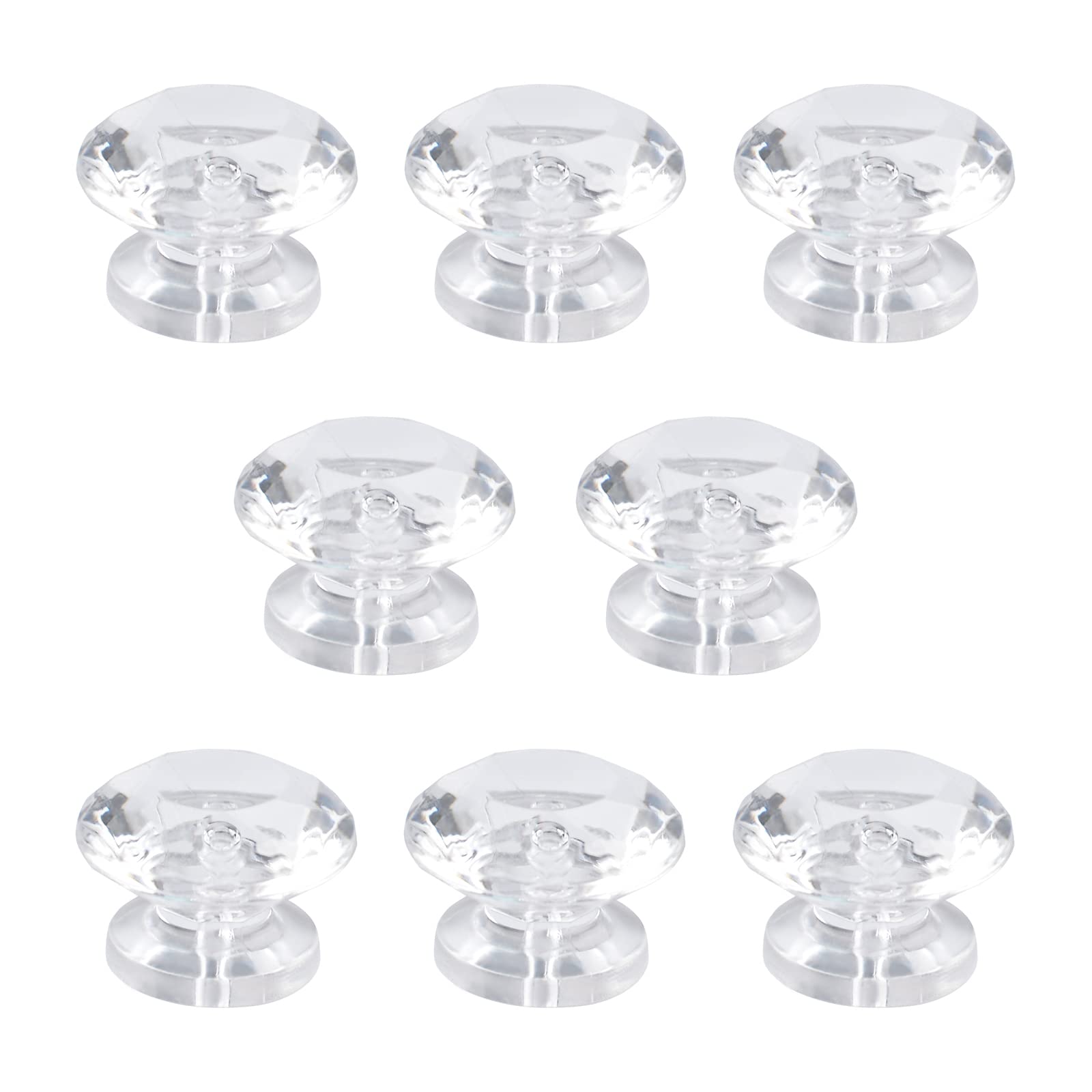 Morobor Red Mini Acrylic Pull Knobs, 8Pcs Diamond-Shaped Self Stick Knobs No Drilling Clear Acrylic Self Adhesive Knobs For Mirror Closet Box Gift Case And Other Small Furniture