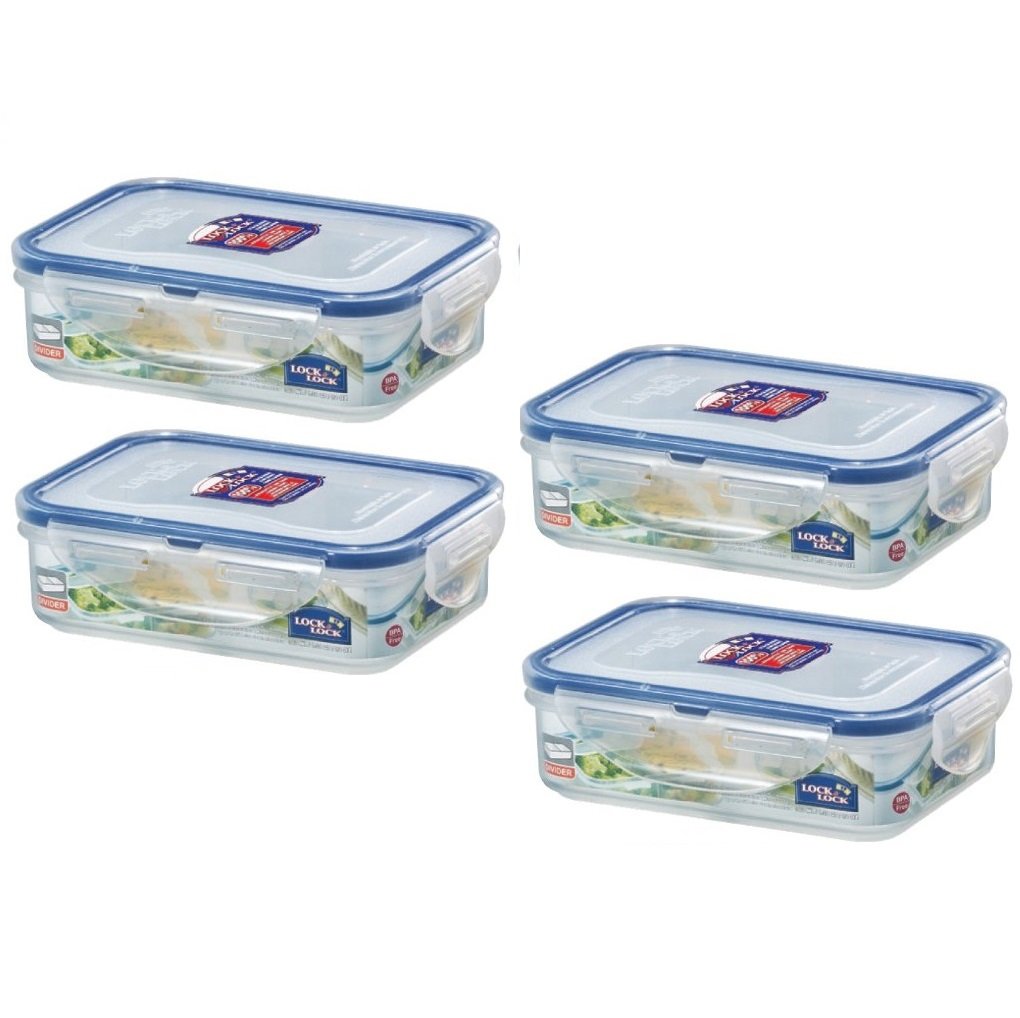 Locknlock Semitransparent Lock & Lock, No Bpa, Water Tight, Food Container, With 2 Divider Cups, 1.5-Cup, 12-Oz, Pack Of 4, Hpl810c