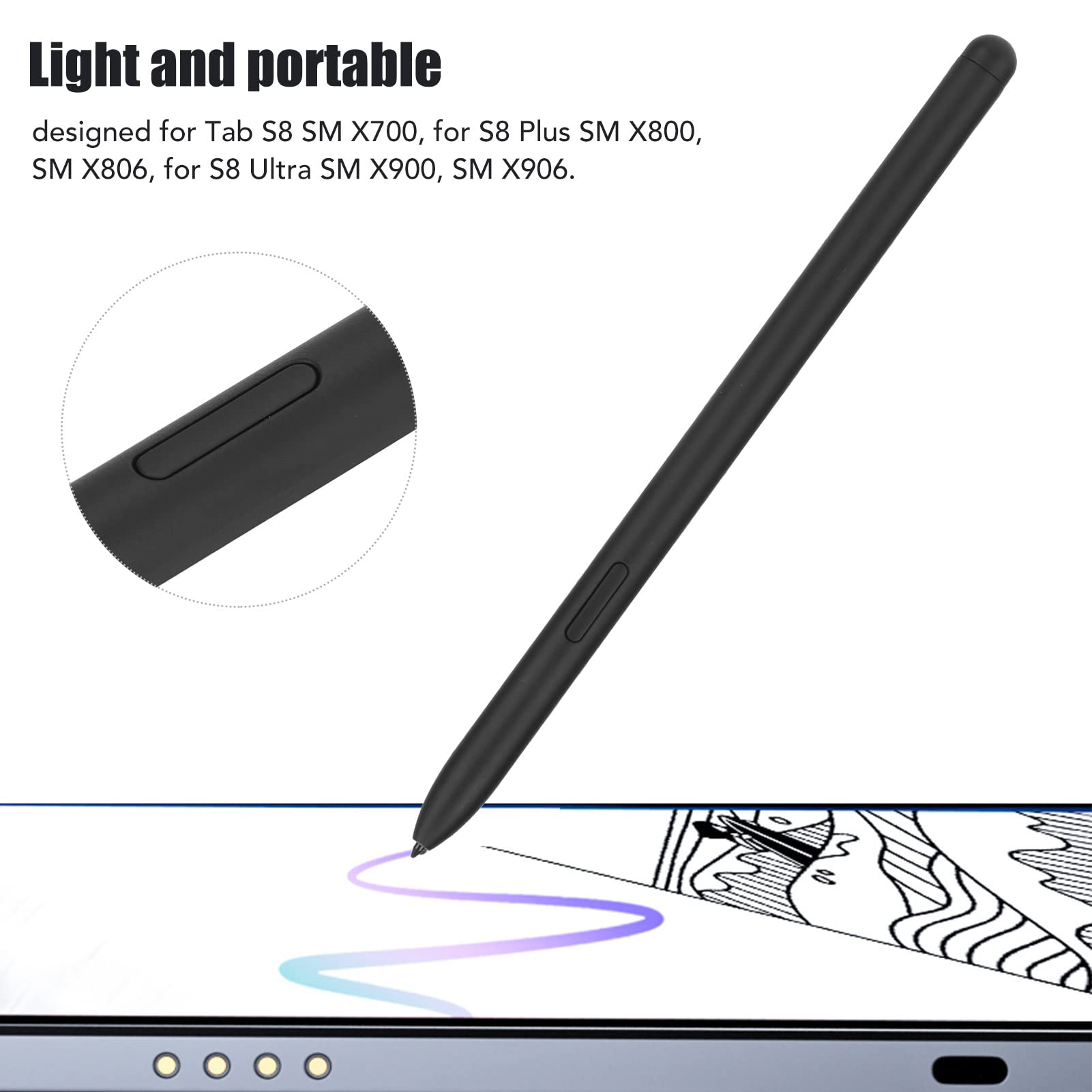 Penna Stilo Tab S8, Penna Digitale Universale Altamente Sensibile e Accurata per Sostituzione Penna Stilo Galaxy Tab S8, 5 Punte, per Tablet SM X700 SM X800 SM X900, Scrittura