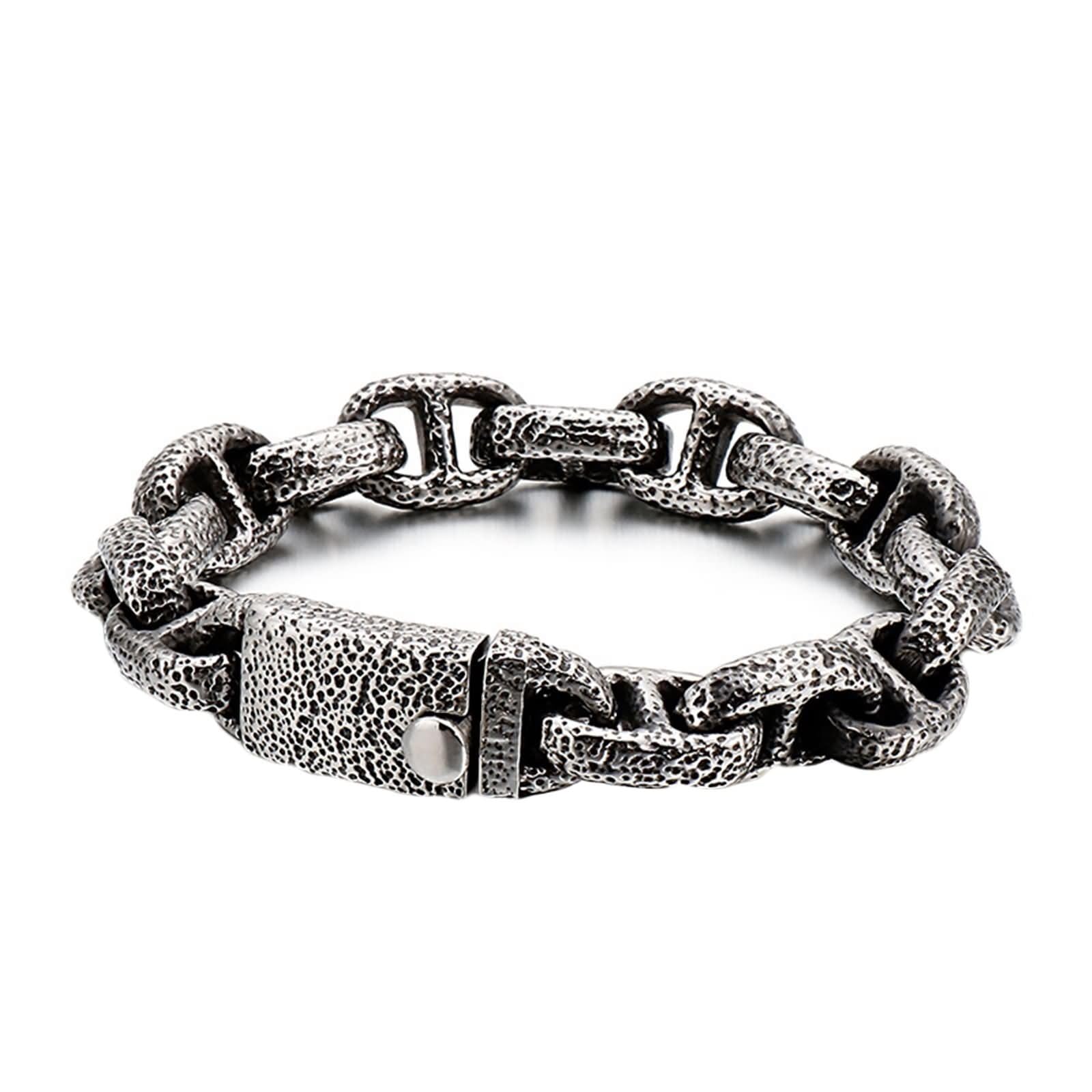 Armbänder Schwarz Herren,Armreifen Herren Edelstahl 13MM Uhrenarmband Kette Armbänder Herren Schwarz
