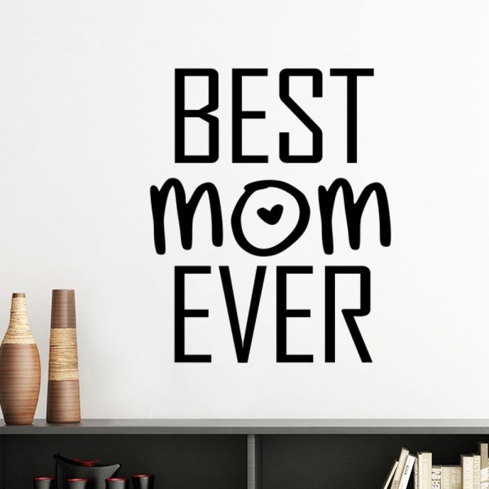 Sticker Mural La Meilleure Maman Citation Silhouette Rouge 60Cm