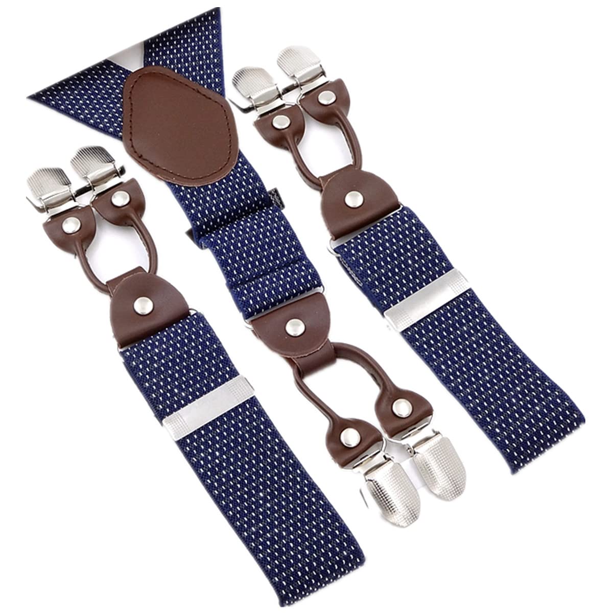 Bretelle da Uomo, Bretelle da Uomo con 6 Clip, Bretelle Elastiche Regolabili Retro a Y 47 Pollici(Blue B)