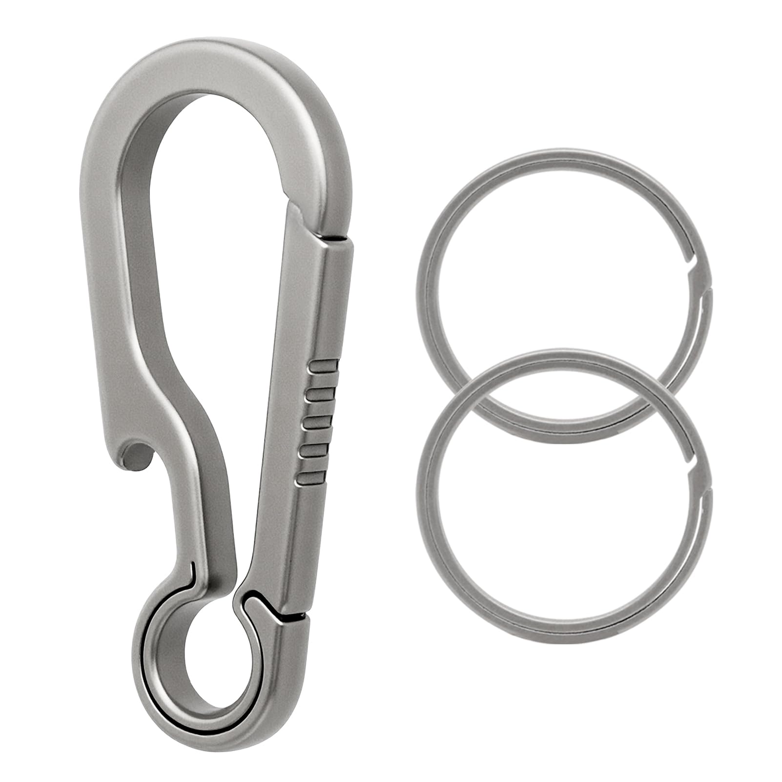 Titanium Carabiner for Keys Heavy Duty Keychain with Key Rings Side Pushing Easy Anti-Lost Quick Release Key Chain Bottle Opener