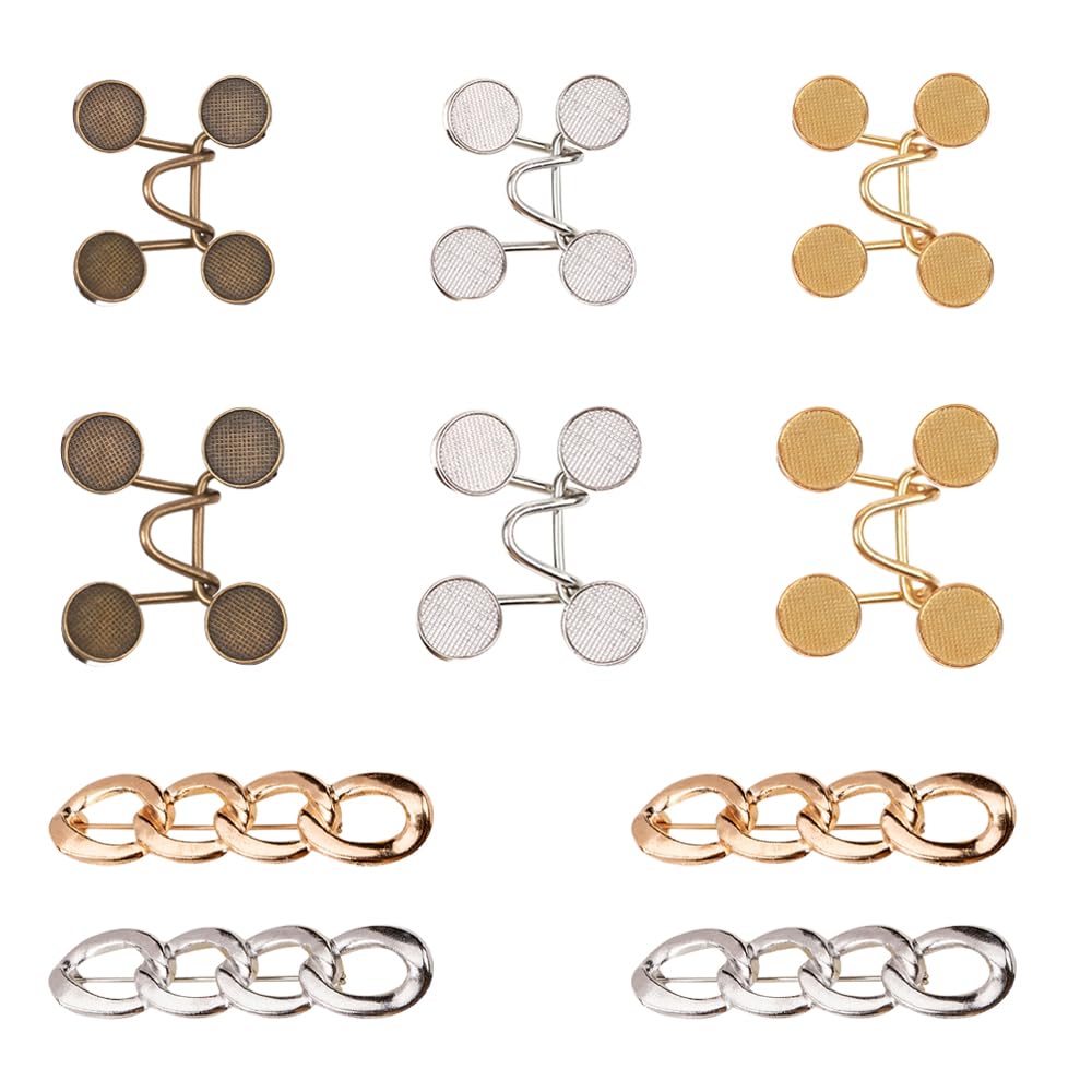 TRKETK 10 Pcs Pant Clips to Tighten Waist Tightener Buttons Pins Reusable No-Sew Denim Adjuster Clips Adjustable Waistband Tightener Buttons Decoration Accessories for Clothing Trouser Skirts