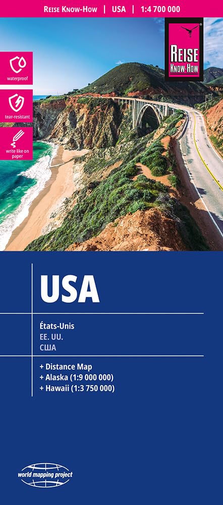USA Map GPS (USA (1:4.700.000)): reiß- und wasserfest (world mapping project)