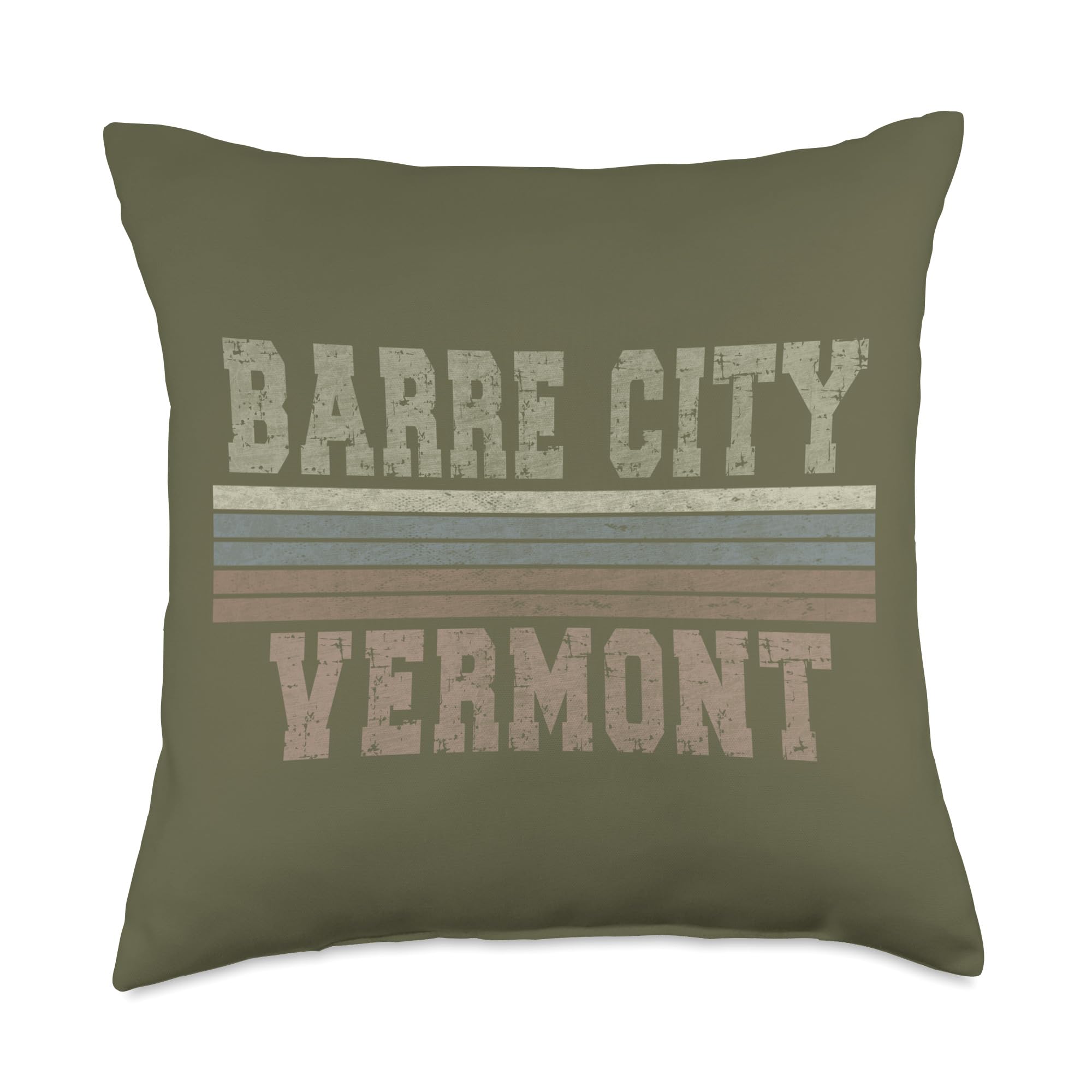 Vermont born and Vermont apparelRetro Barre City Vermont Throw Pillow, 18x18, Multicolor