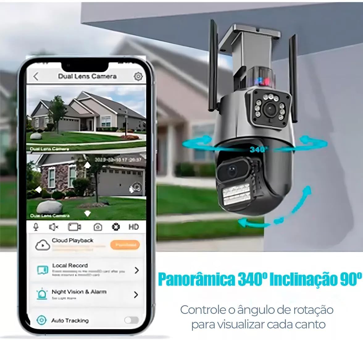 61Cq4ManSZL._AC_SL1199_ Camera de Segurança 4K 2 em 1 Wifi Externa e Interna 360 Lampada e com Audio Dupla Lente Icsee | Vigilancia e Proteçao para seu Lar