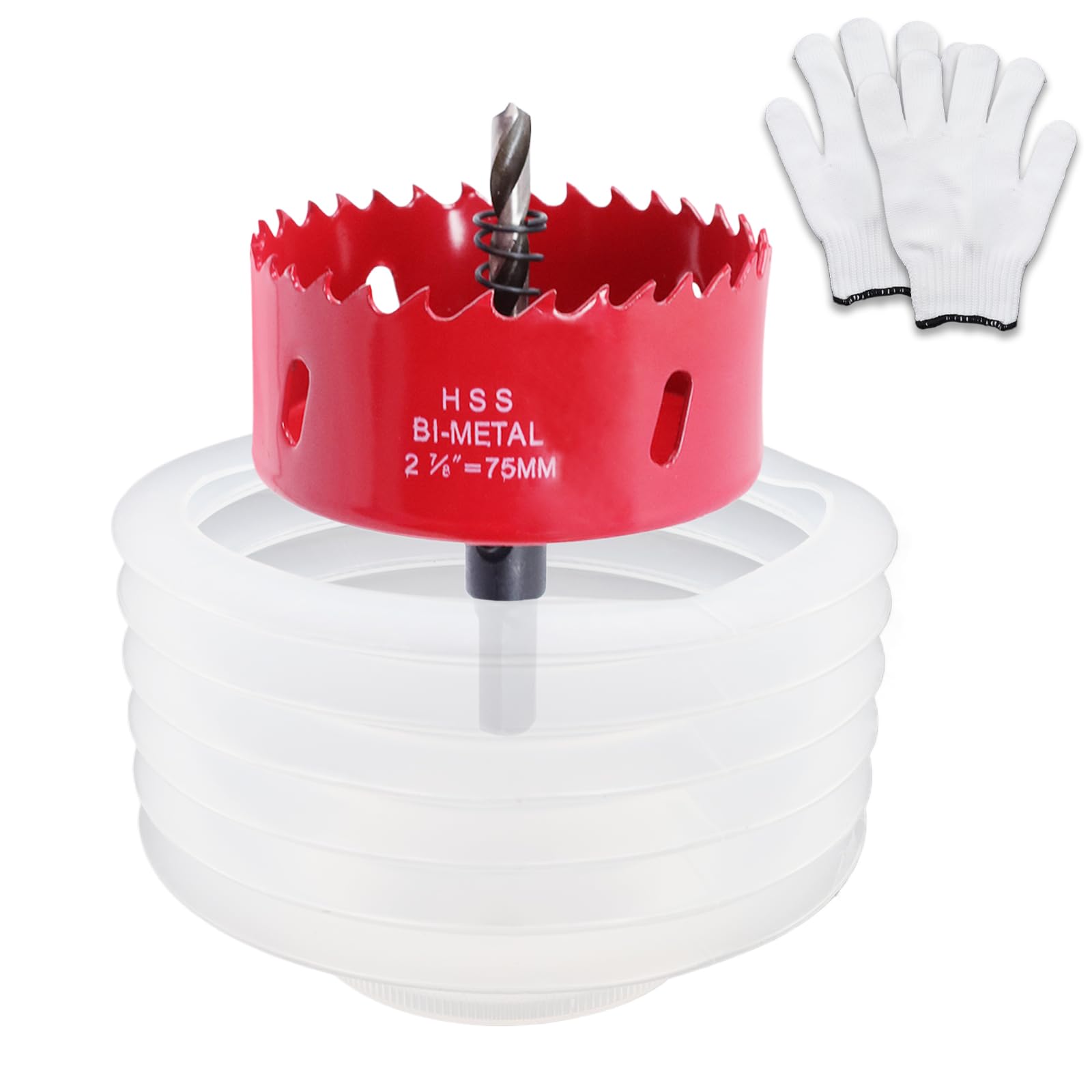 Tsnamay 2-7/8"(75mm） Hole Saw for Recessed Lights,Bi-Metal Hole Cutter with Dust Bowl Catcher and Thickened Gloves for Led Recessed Lighting Wood