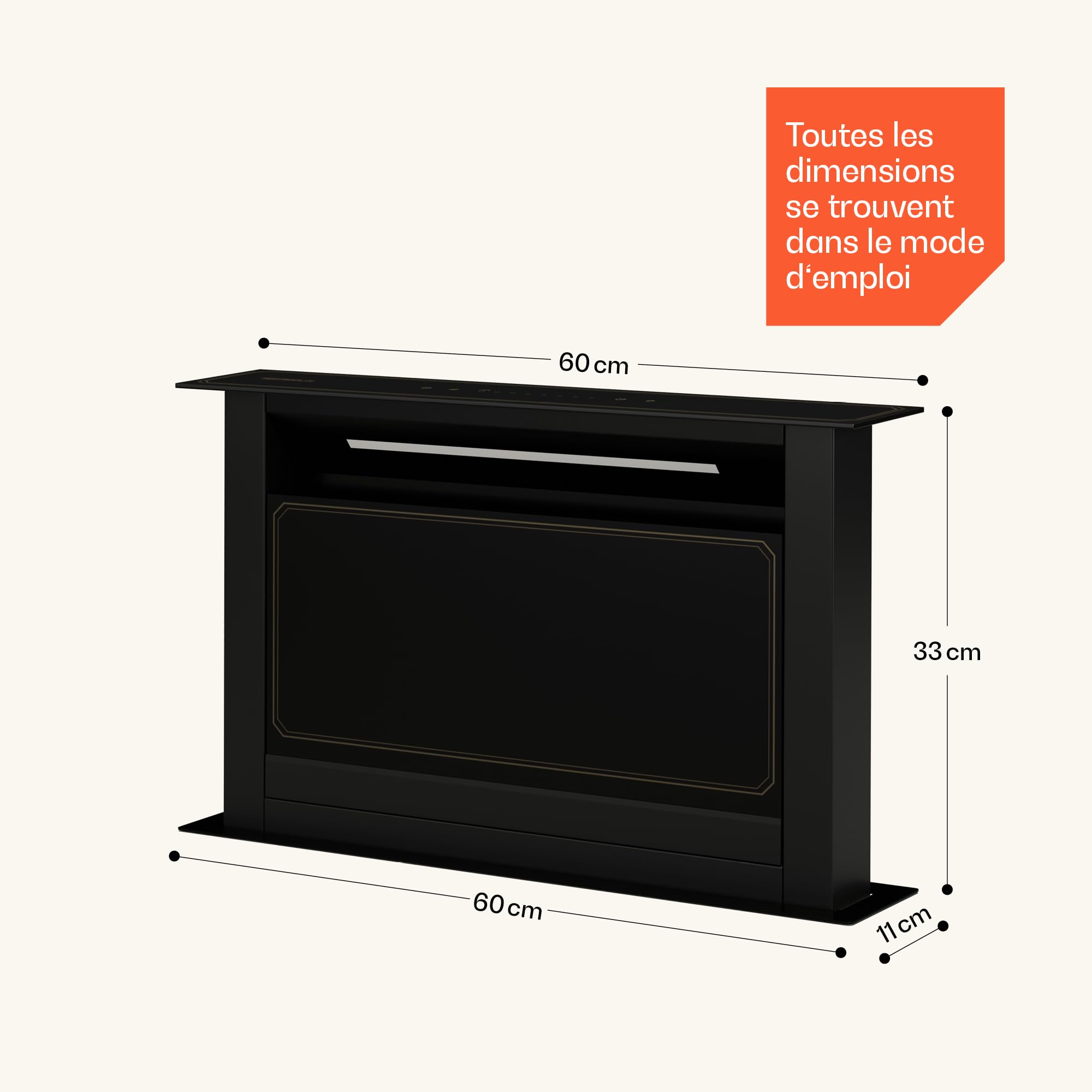 Klarstein Victoria Downdraft Hotte De Plan De Travail - A++ Efficacité Énergétique, 713,8 m³/h Débit D'air, Ultra Silencieuse 52 dB, Écran Tactile, Filtres Lavables, LED, Noir