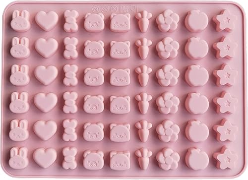 degtnb Molde de silicona para fondant de conejito de flores, no pegajoso, reutilizable, 54 rejillas, horneado de bricolaje, grado alimenticio, cubo