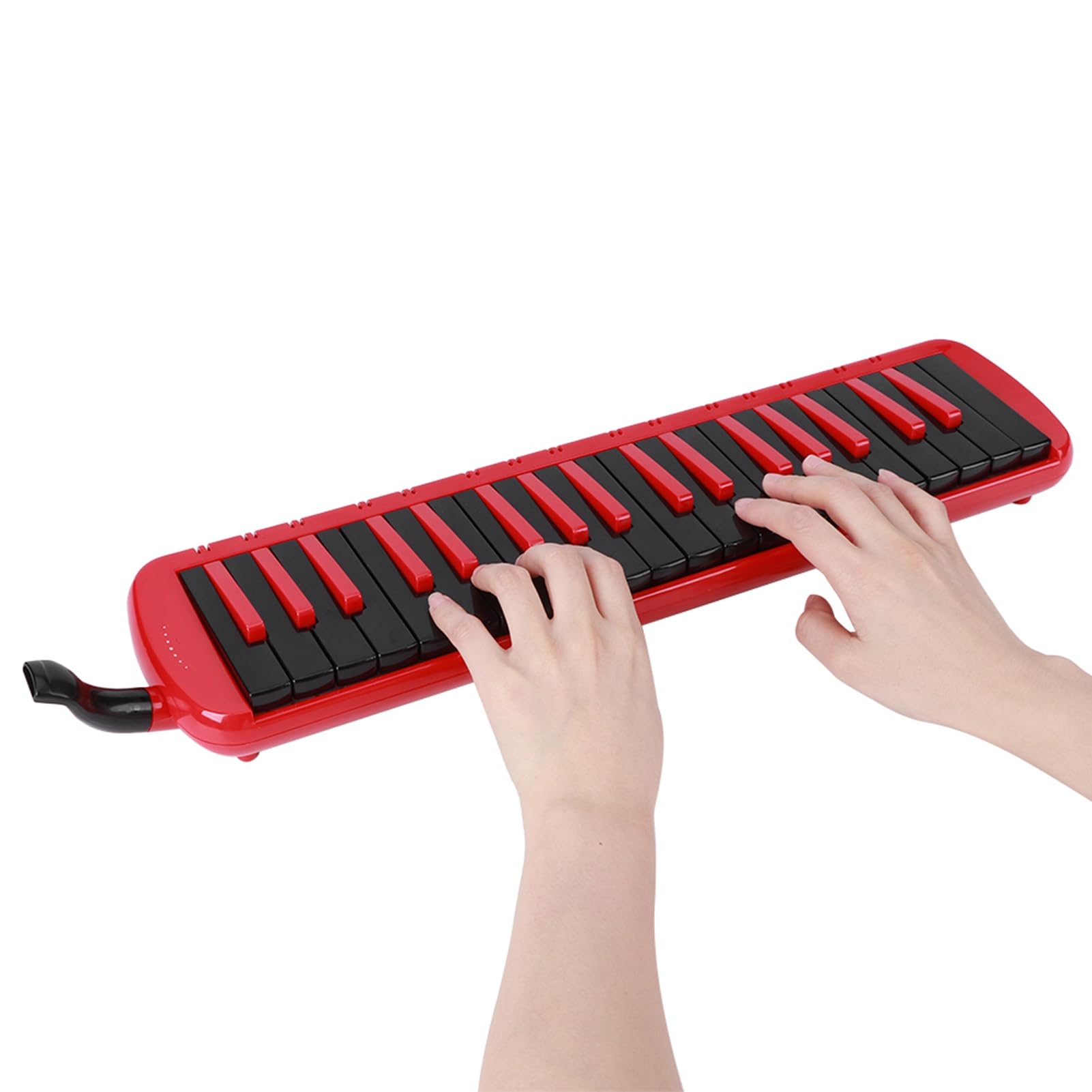 Melódica de 37 teclas, instrumento musical de viento; melódica para principiantes con boquilla, diseño ergonómico y cuerpo de resina ABS; incluye bolsa de EVA para practicar y (Roja)